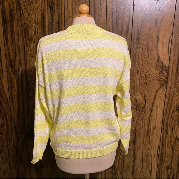 Forever 21 Yellow and White Striped Drop-Sleeve Sweater - Picture 9 of 13